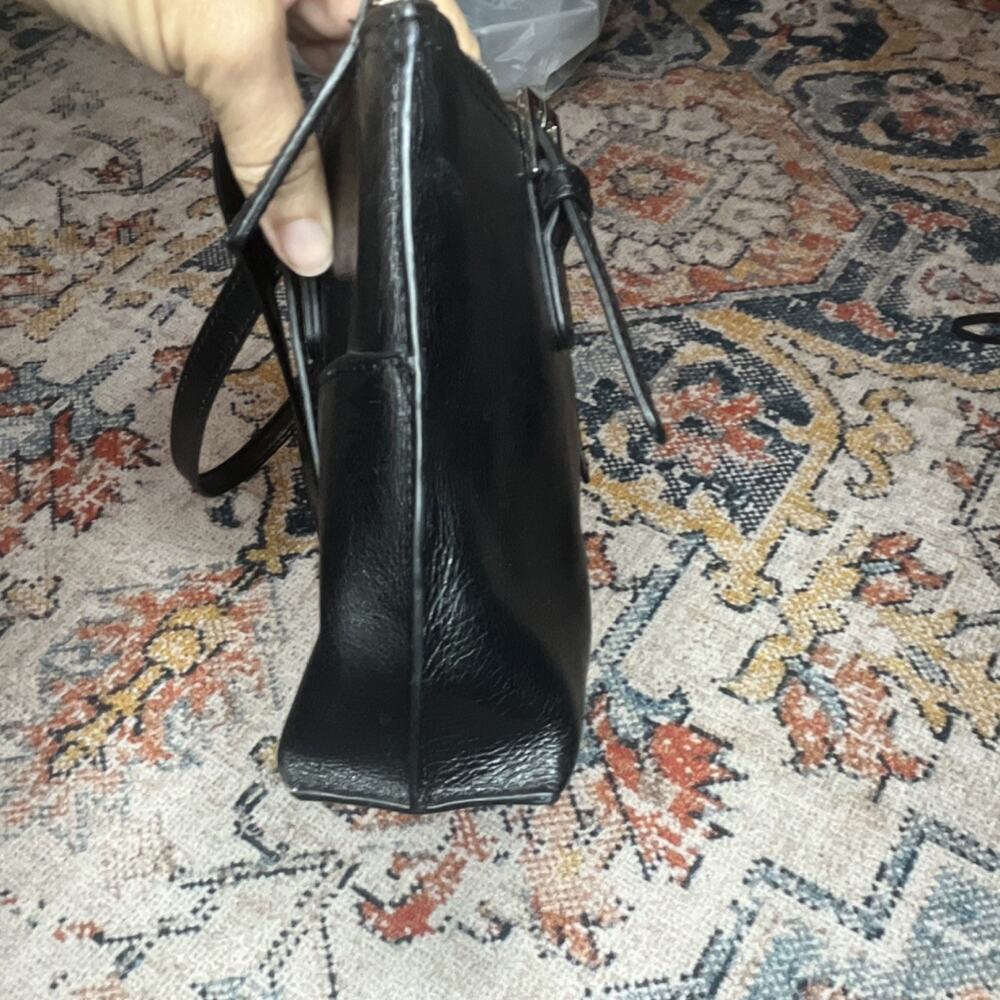 Hobo The Original Black Shoulder Bag Zip Closure Houndstooth Lining Pockets - Picture 7 of 10